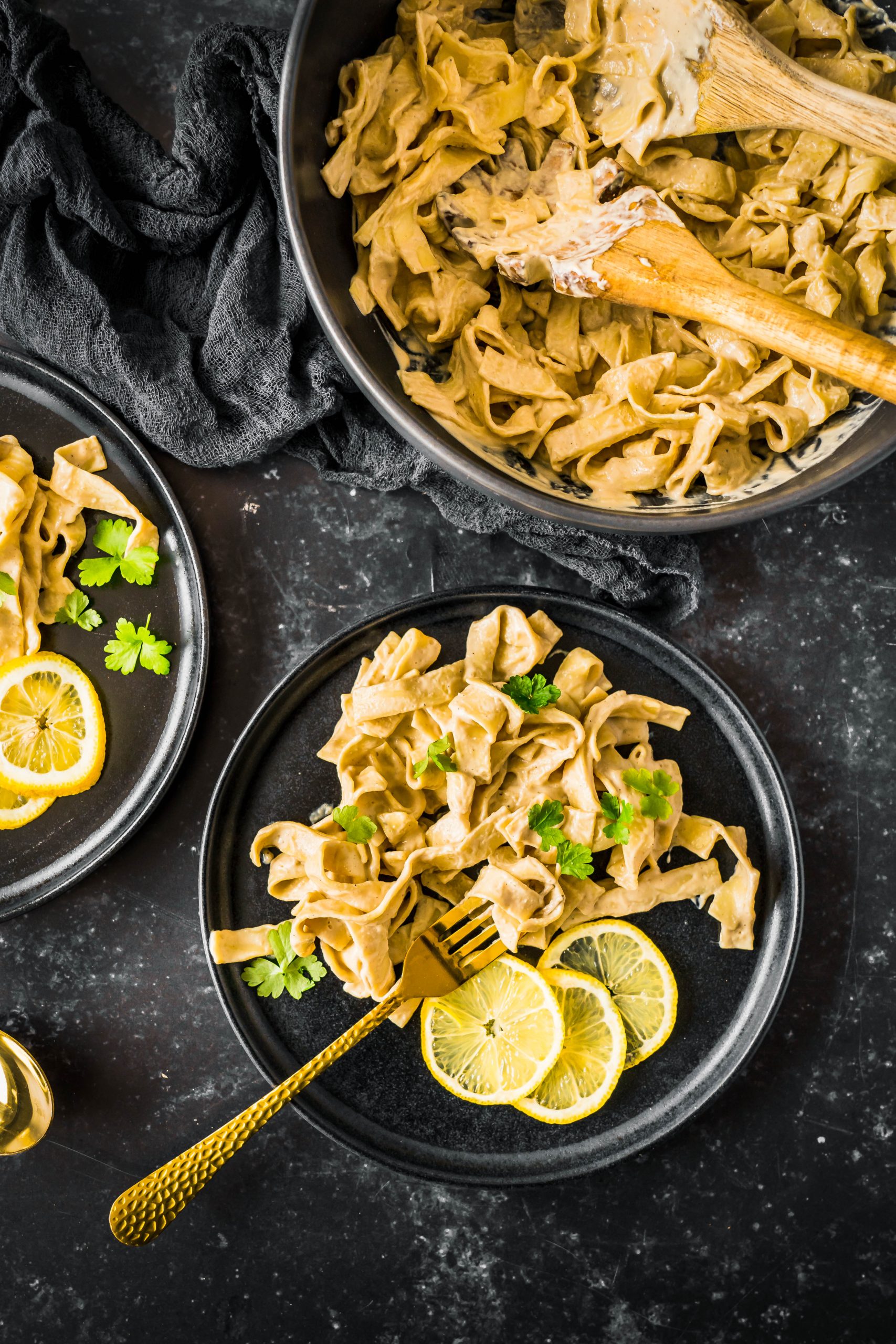 Vegane Pasta Alfredo - Protein Rezept